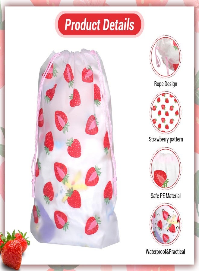 KERINGO 50 Pack Strawberry Party Favors Bag Red Strawberry Drawstring Party Favor Bags Translucent frosted Summer Berry Goodie Bags Gift Packaging Storage for Kids Boys Birthday Supplies 7.08 x 9.84 Inch - Image 3